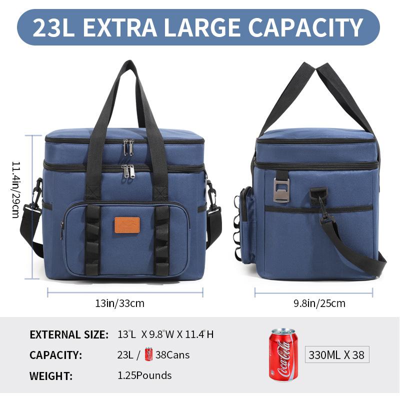 Multifunctional Double Layers Tote Cooler Lunch Bags for Women Men Large Capacity Travel Picnic Lunch Box with Shoulder Strap