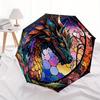1pc Stained Glass Dragon Compact Travel Umbrella, Automatic Folding Lightweight Windproof 8-Bone Reinforced Design, 012087