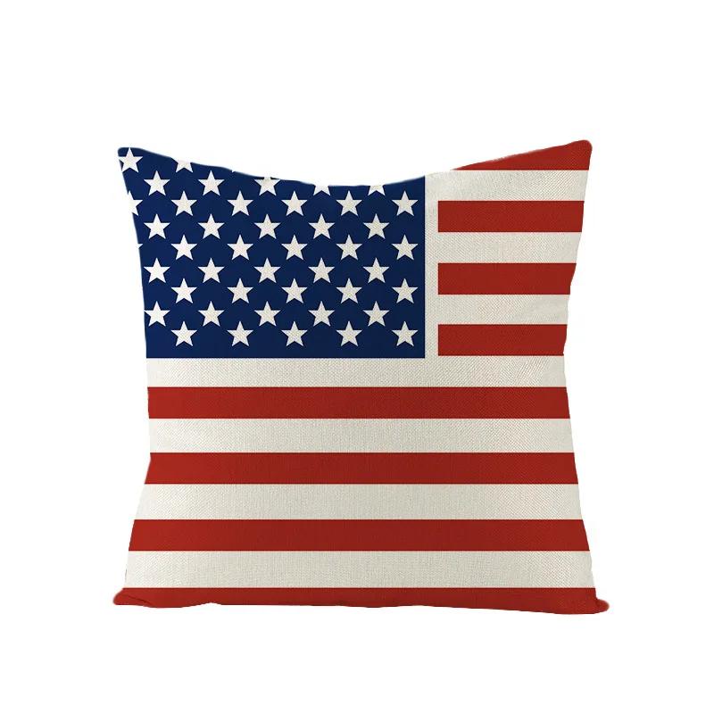 4th of July  Independence Day Decorations Cushion Cover American Flag Throw Pillow Cover Home Decorative Linen Pillow Case 45*45