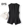 Women Vest Coat Sleeveless Single-breasted Buttons Western Style Slim Fit Cardigan Suit Coat Pure Color V Neck Formal Business Style Lady Waistcoat