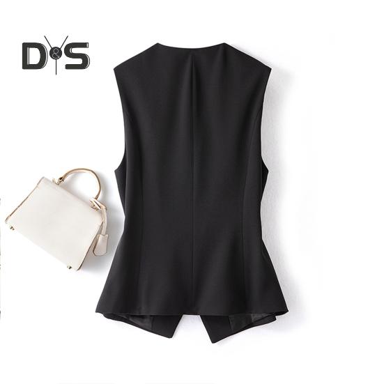 Women Vest Coat Sleeveless Single-breasted Buttons Western Style Slim Fit Cardigan Suit Coat Pure Color V Neck Formal Business Style Lady Waistcoat