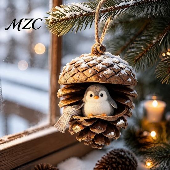 Durable Holiday Ornaments Forest Animal Acorn Ornaments, Cozy Woodland Christmas 2D Acrylic Realistic Hanging Decor Pine Cone Pendant for Xmas