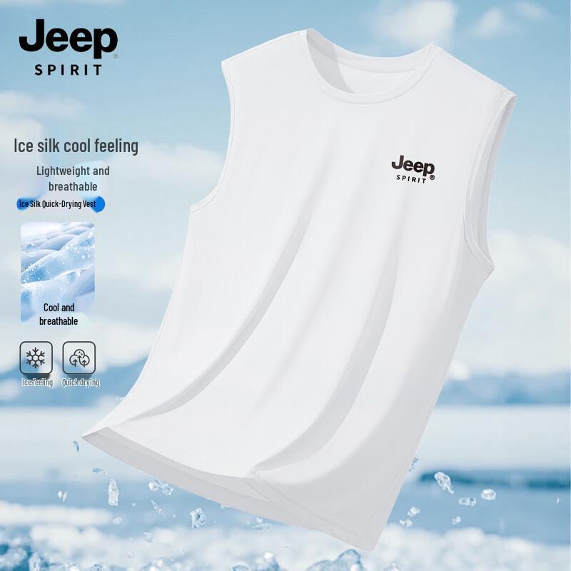 JEEP SPIRIT Men's Ice Silk Quick-Dry Sleeveless T-Shirt