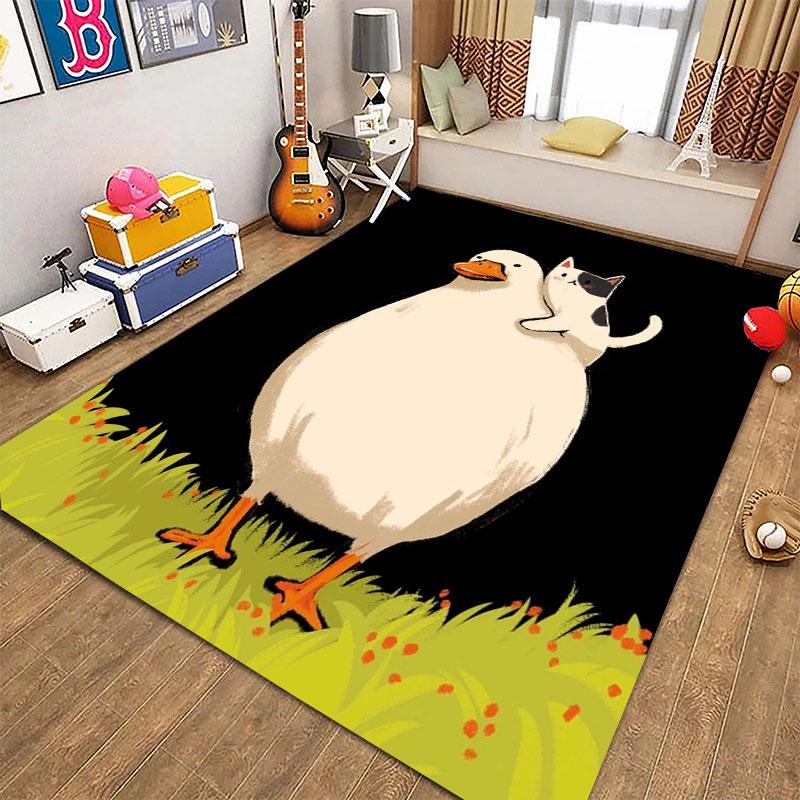 Pathetic Humor Duck HD Large Area Carpets for Home Living Room Children's Bedroom Sofa Doormat Kitchen Floor Rugs Anti-slipDecor