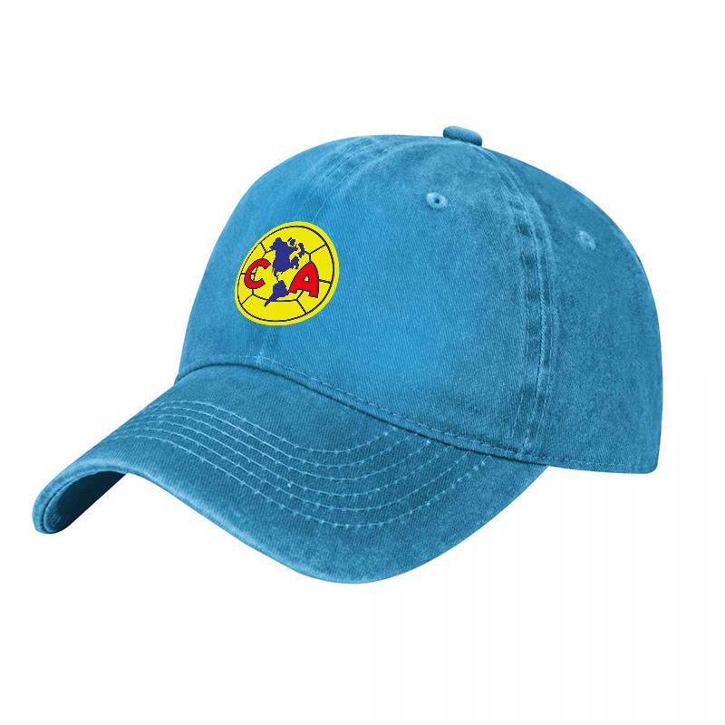 Club America Logo Washed Canvas Baseball Cap Unisex Women Unisex Adjustable Hat Sport Team Fan Apparel Casual Streetwear Headwear