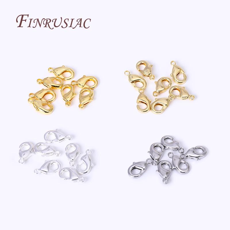 Fermoirs mousqueton plaqués or 18 carats 10 mm/12 mm pour la fabrication de colliers, bracelets et bijoux DIY Vente en gros 10/20/30 pièces/lot