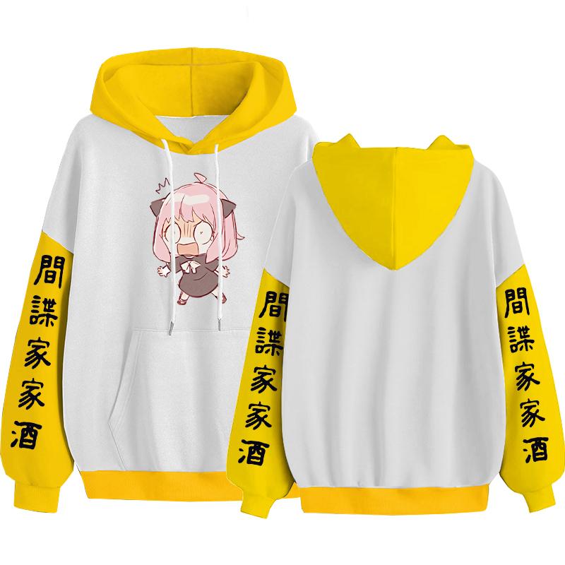 Anime Harajuku Mnaga Spy x Family Anya Forger Hoodies Women Men Panic Expression Printed Streetwear Patchwork Casual Warm Sweatshirts