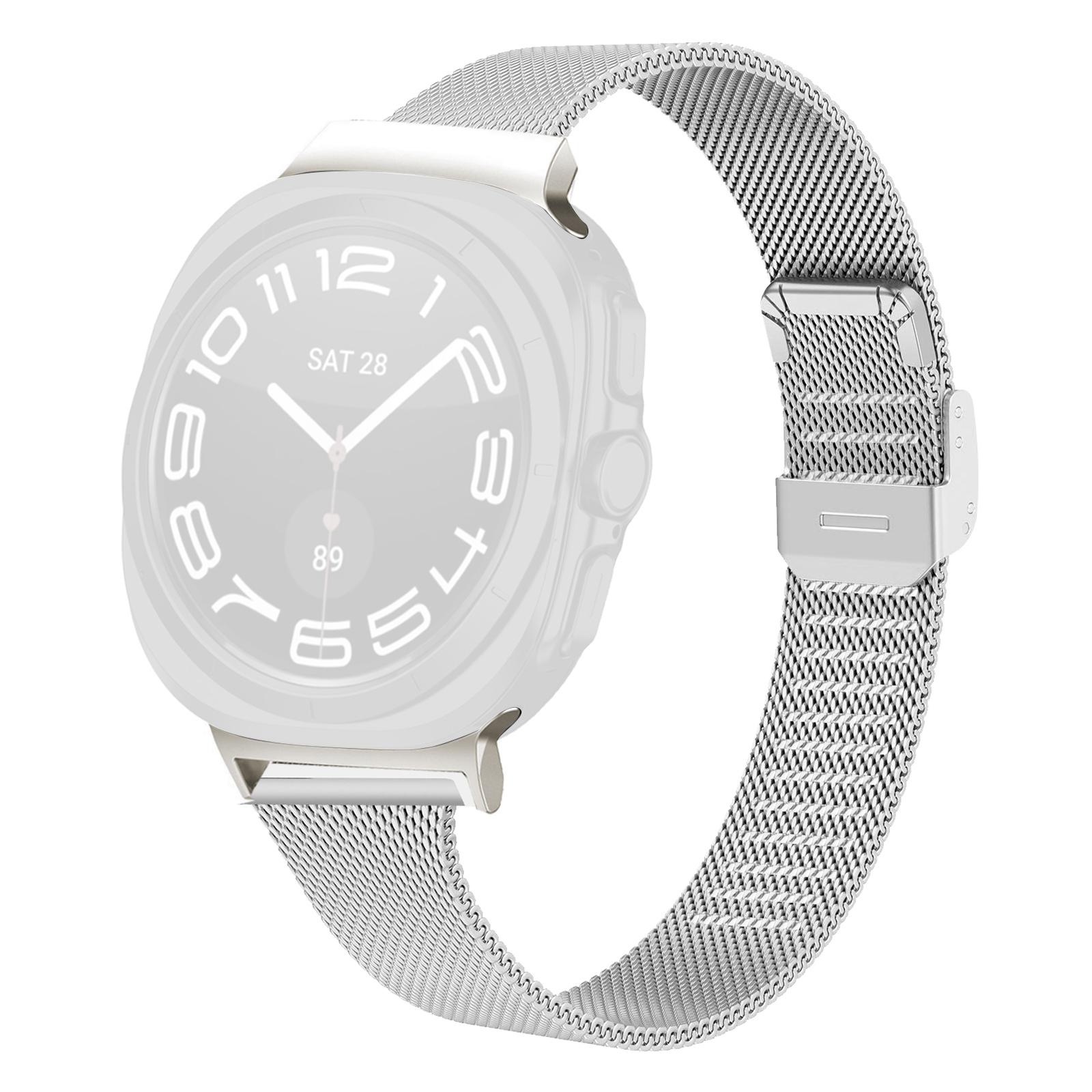 

Silver Band for Samsung Galaxy Galaxy Watch Ultra (2025) 47mm Milanese Stainless Steel Mesh Watch Strap A