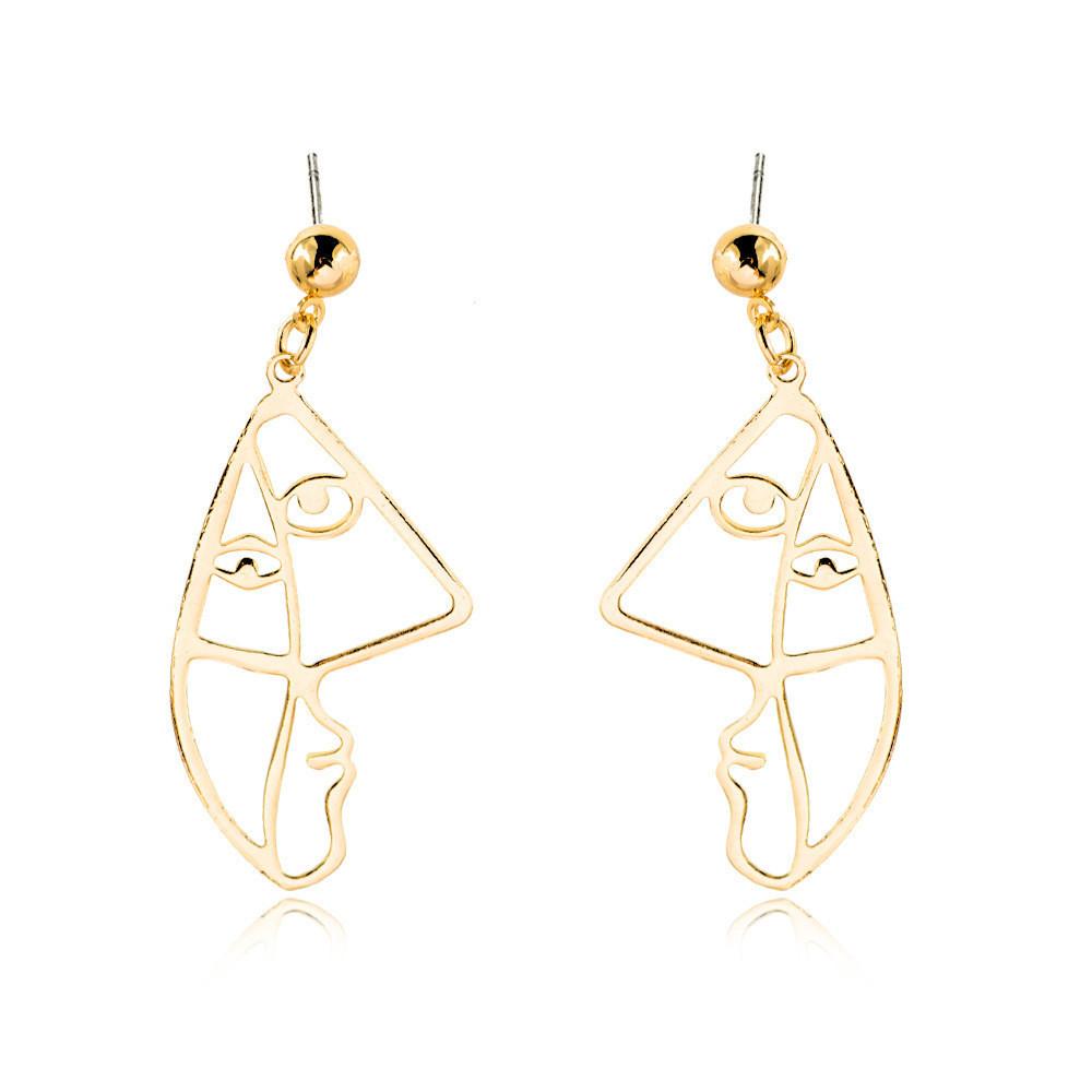 Alloy Face Elegant Earrings For Women Modern Cartoon Expression Design Jewelry