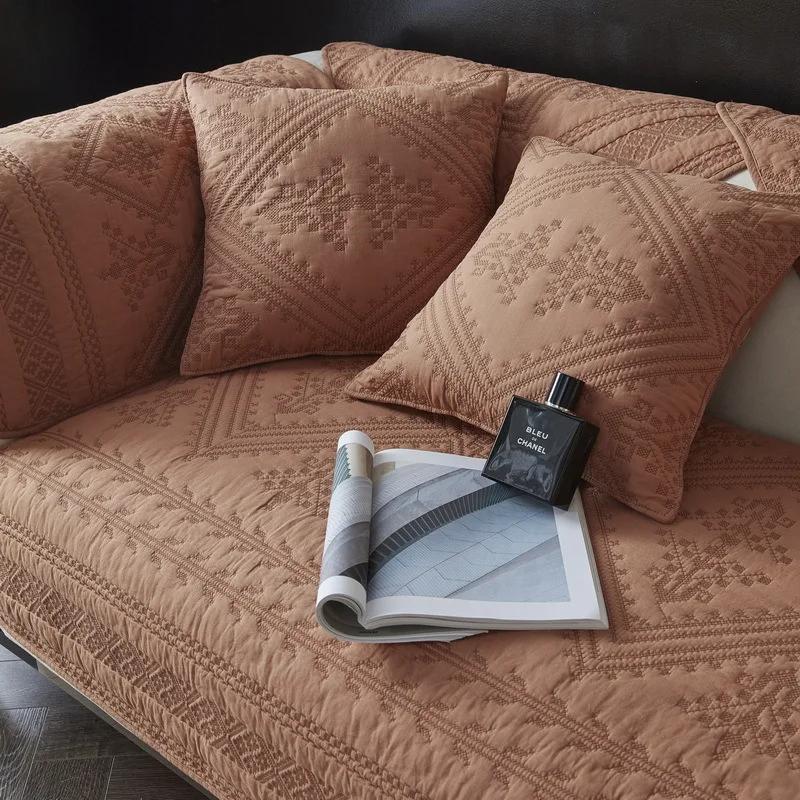 

Подушка для дивана, хлопковая универсальная ткань на четыре сезона, художественная Нескользящая современная подушка, однотонная вышивка, предметы интерьера, чехол для дивана 45x45cm pillowcase