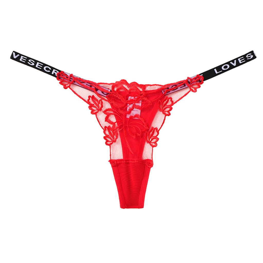 Ladies' Lace Thong Embroidered With Fine Straps, Seamless Low Waisted Underwear