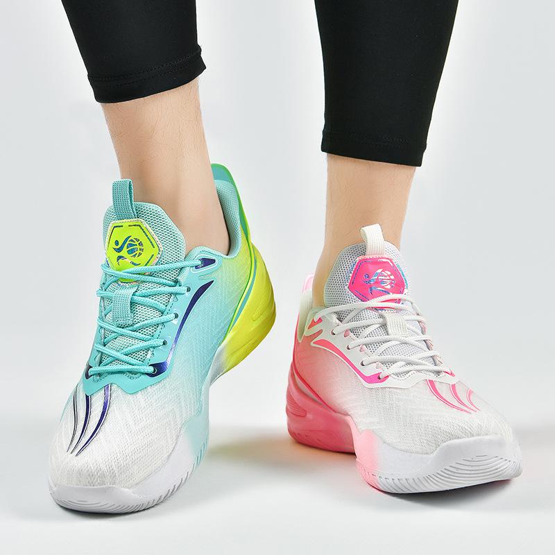 Popular youth mandarin duck breathable basketball shoes outdoor actual combat wear-resistant and non-slip couple training sneakers