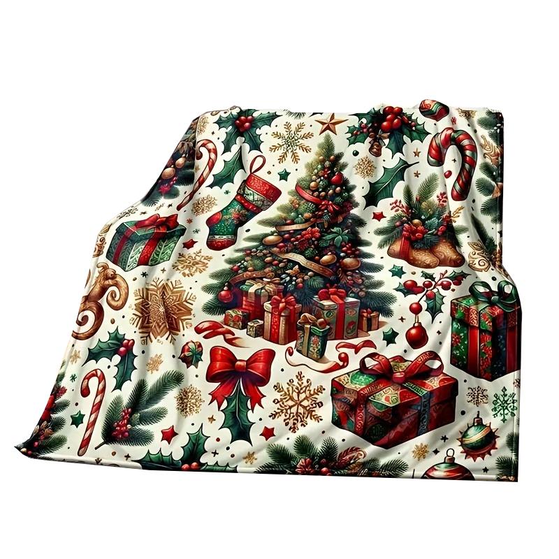 Christmas Tree Pattern Blanket - Machine Washable, Soft for Sofa/Camping, Ideal for All-Season Travel & Home Decor