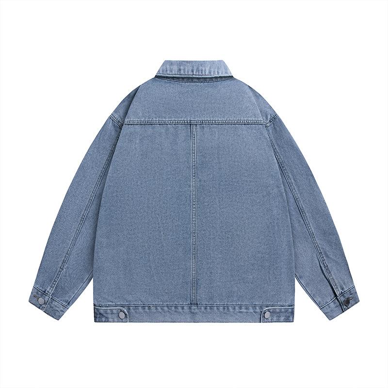 Vintage denim jacket men's trendy ruffian clothes bomb street American cargo jacket men's coat