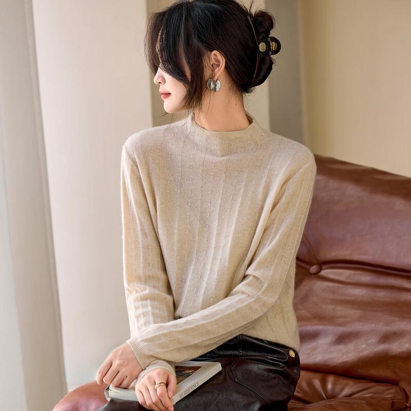 Srcr Women's Semi-High Neck 100% Cashmere Sweater