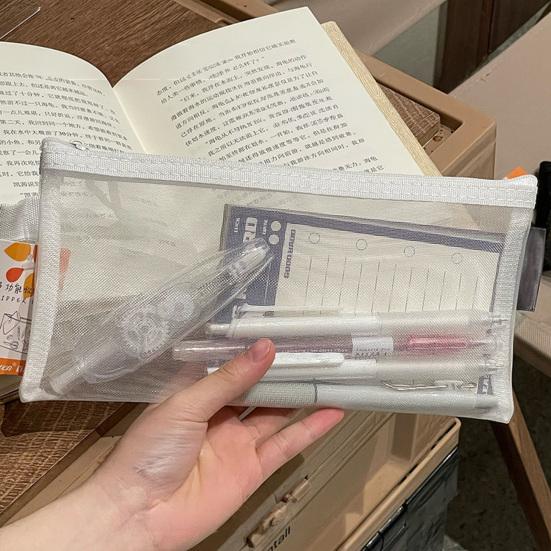 Pencil Case Fully Transparent Large Capacity Mesh Pen Bag Exams Security Check Friendly Easy Stationery Storage Pouch
