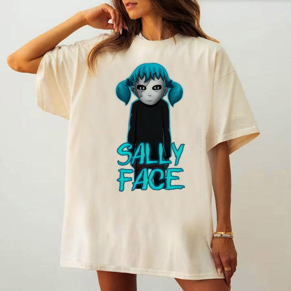 Sally Face Tshirt Female Hip Hop Harajuku  University Tshirt Kawaii Anime Graphic Psychedelic 2000s Korean Clothes