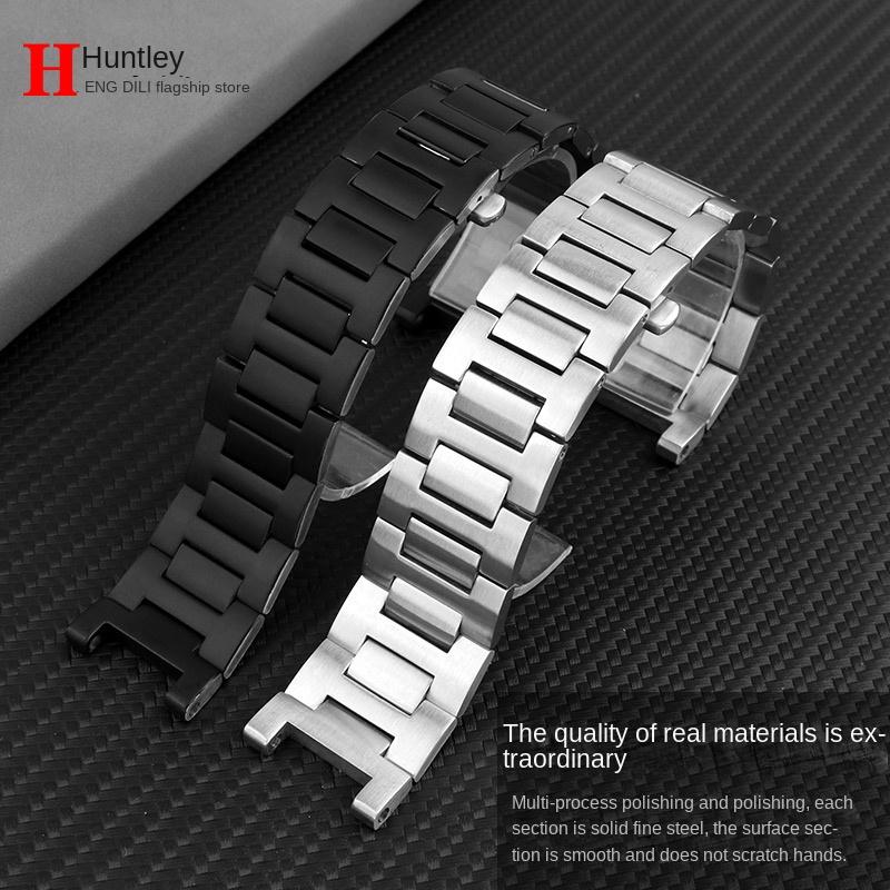 For Cartier PASHA series watch strap men 22mm notch 14 stainless steel Silver metal Watchband Folding Clasp bracelet Free screw