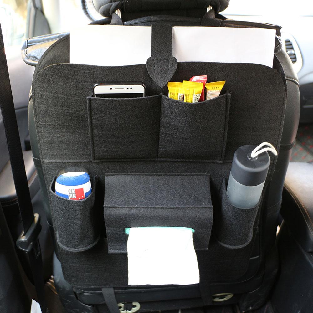 Car Seat Back Organizer Woolen Universal Backseat Hanging Storage Bag Protector Auto Cup Mobile Phone Tissue Pockets Holder
