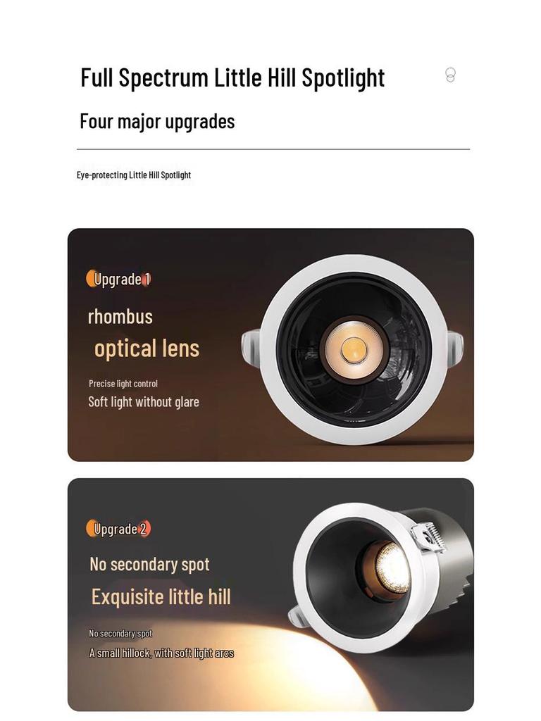 Small Hill Anti-Glare LED Recessed Ceiling Spotlight for Living Room, Home, or Commercial Use - 75 Downlight