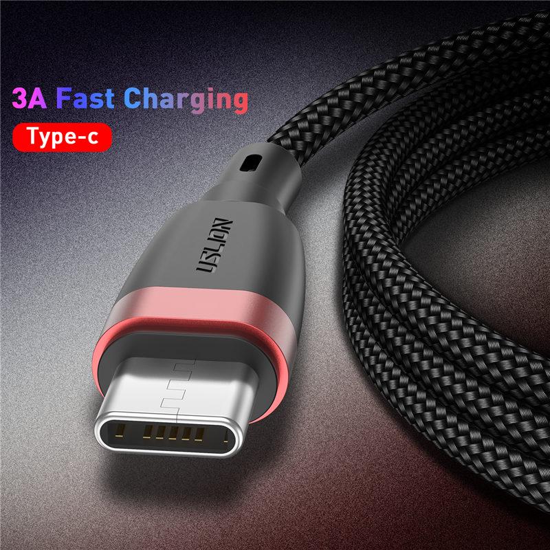 

USLION 3A USB Тип C Кабель для Samsung Быстрая зарядка Type-C Мобильный телефон зарядки провода USB C Кабель