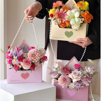 Florist Bouquet Envelope Boxes 5 Piece Handbag-Shaped Flower Folding Storage Floral Envelope Box For Wedding Engagement