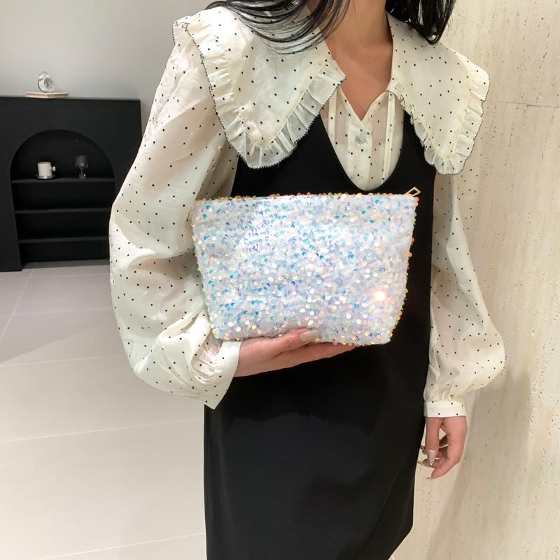 Sequin Fashion Korean Version Casual Bag 2025 Foreign Style Internet Celebrity Clutch Bag This Year Popular Cosmetic Bag Change Bag Spring