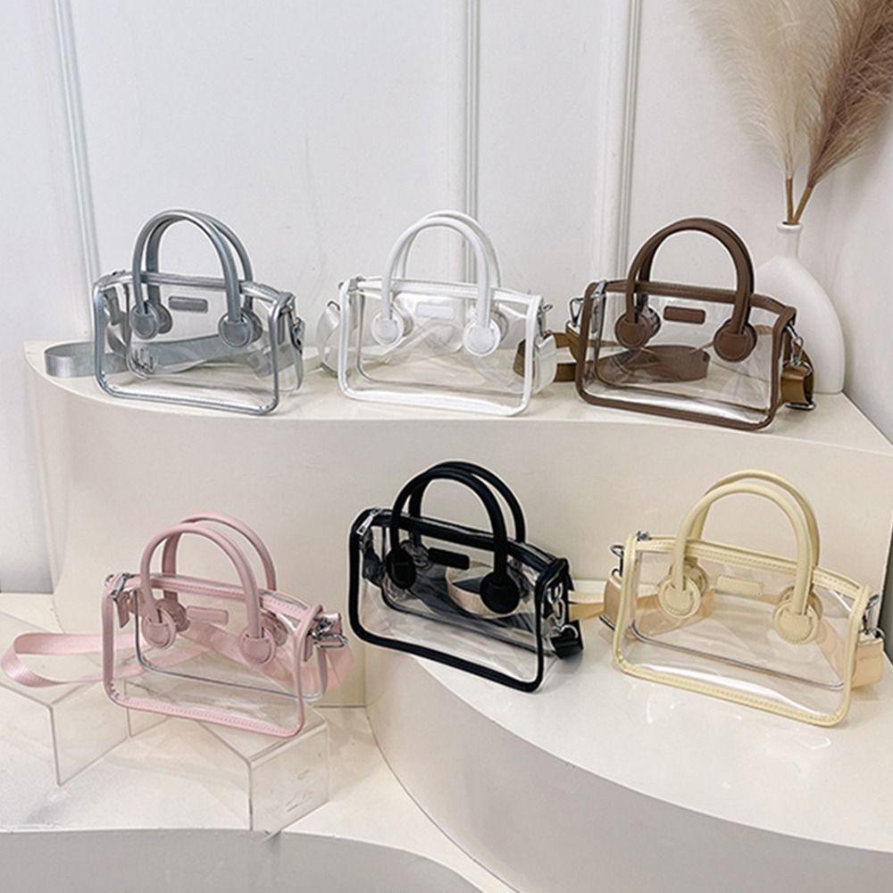 

Large-Capacity Crossbody Bag Adjustable Strap Small Square Bag Transparent Shoulder Bag Girls чорний