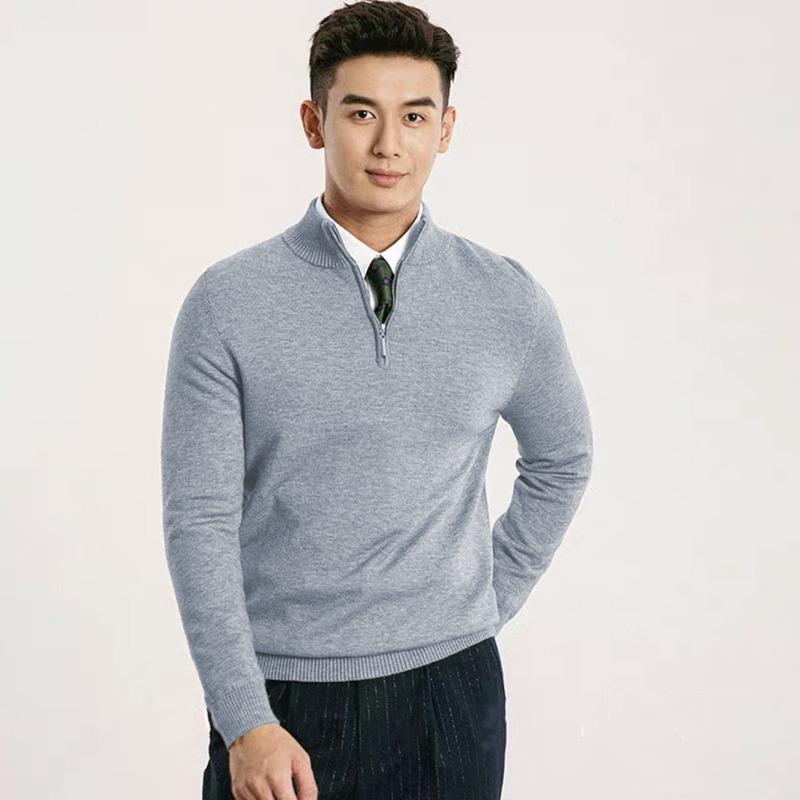 Autumn and Winter Half Turtleneck Sweater Men's Business Casual Retro Slim Bottoming POLO Long-sleeved Sweater Top