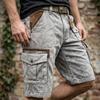 Men's Vintage Washed Denim Cargo Shorts Multi-Pocket Casual Work Short Outdoor Hiking Fishing Summer Fashion Bottoms