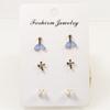 Silver Needle Japan and Korea Cute Dripping Oil Fish Tail Princess Earrings Girls Heart Sweet Asymmetrical Set Earrings