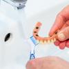 Denture Cleaning Brush Multi Layered Bristles False Teeth Brush Bristles   Ergonomic Rubber Handle Oral Care Tool