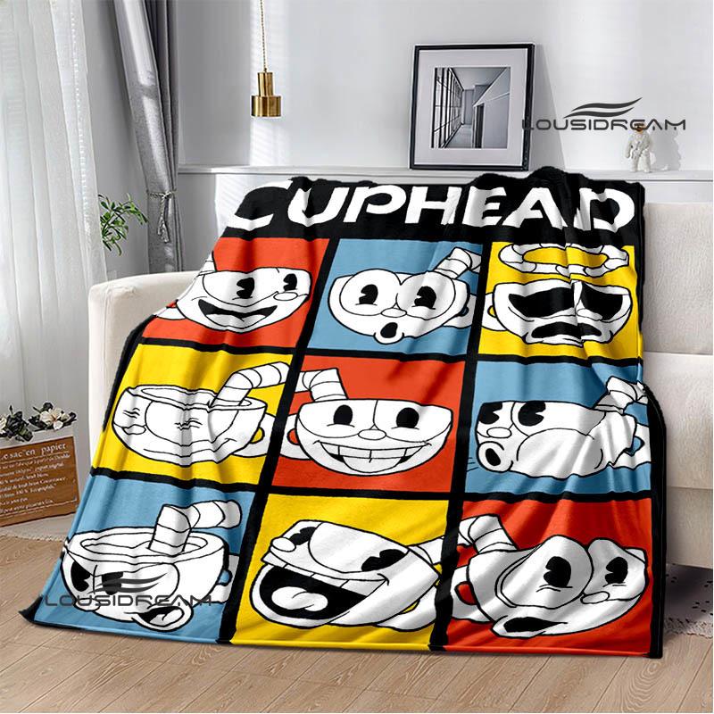 Cuphead Anime Printed Blankets Children's Warm Beautiful Blankets Flannel Soft and Comfortable Blanket Home Travel Birthday Gift