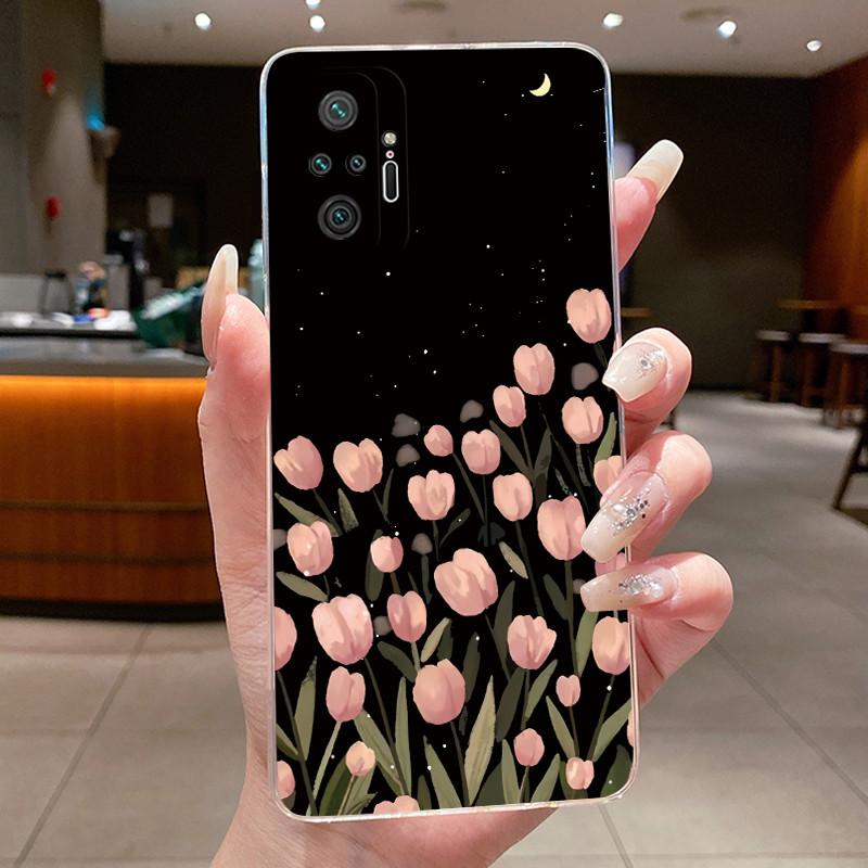 For Xiaomi Redmi Note 10 Pro / Note10 / Note 10S / Poco M5S Case Clear Luxury Butterfly Flower Transparent Soft TPU Phone Cover
