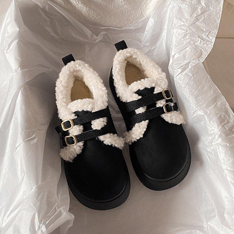 

Женские зимние теплые ботинки большого размера с мягкой подошвой и мехом, ботинки до щиколотки на одном стремени, с подкладкой, противоскользящие, для пеших прогулок, повседневные, спортивные, хлопковые ботинки 42 чёрный