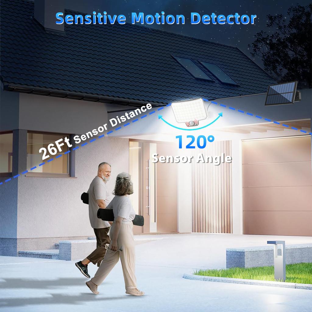 240LED solar LED Motion Sensor Light with Remote Waterproof Security Flood Light for Patio Garage Porch Yard