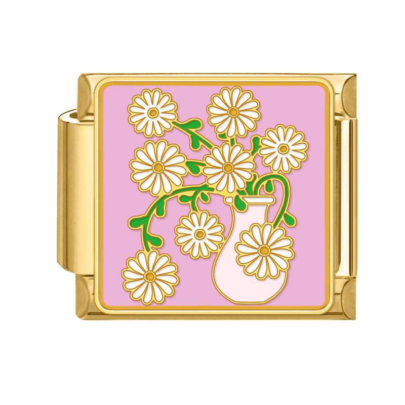 Y2K Gold Color Bear Cat Blue Sky Rose Flowers Moon Italian Charm Link Fit 9MM Stainless Steel Bracelet Women DIY Making Gifts