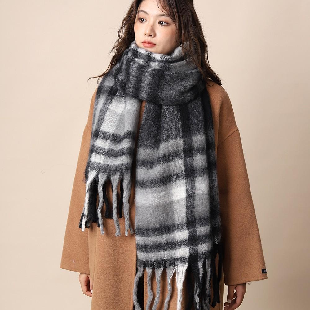 New black striped scarf women's winter Korean gray men's thickened warm atmosphere couple scarf men's