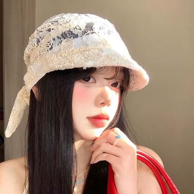 French Retro Floral Lace Hat Fashionable Hollow-out Headscarf Hat Chic Wrap Hat Cold Weather Cap Niche Style