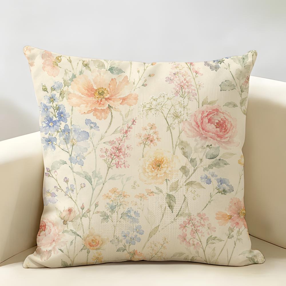 French Minimalist Luxury Flowers Cushion Cover Durable Hypoallergenic Organic Linen Short Pillow Cover Washable