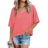 Summer 2025 Women's V-Neck Casual Loose Fit Short-Sleeve Fashion T-Shirt