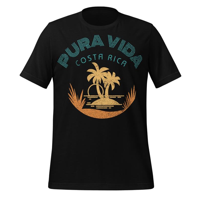 Pura Vida Costa Rica Palm Tree Shirt Tropical Sunset Unisex Beach Graphic Tee S