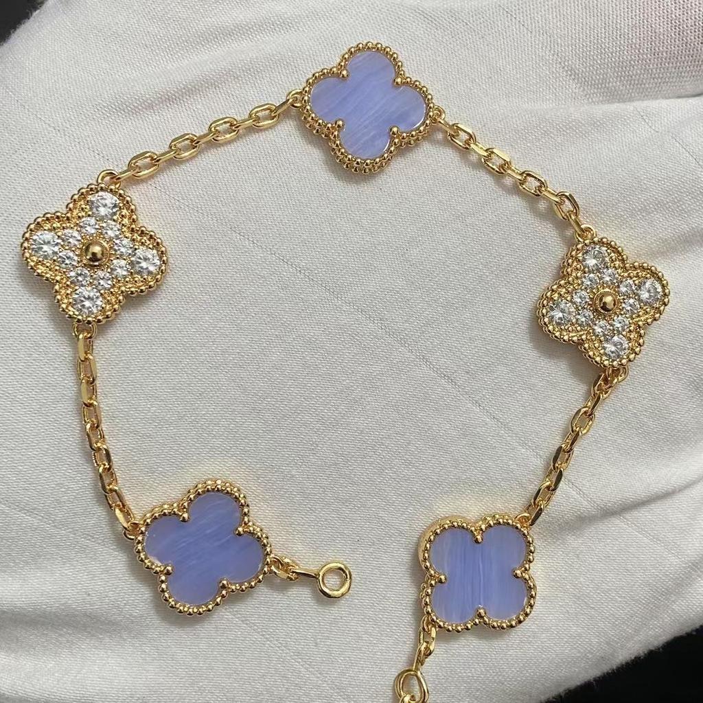 Nouă Versiune Brățară Trifoi cu Patru Foi Cinci Flori Agat Roșu Natural Sidef Alb Brățară Dama Brățară Laser