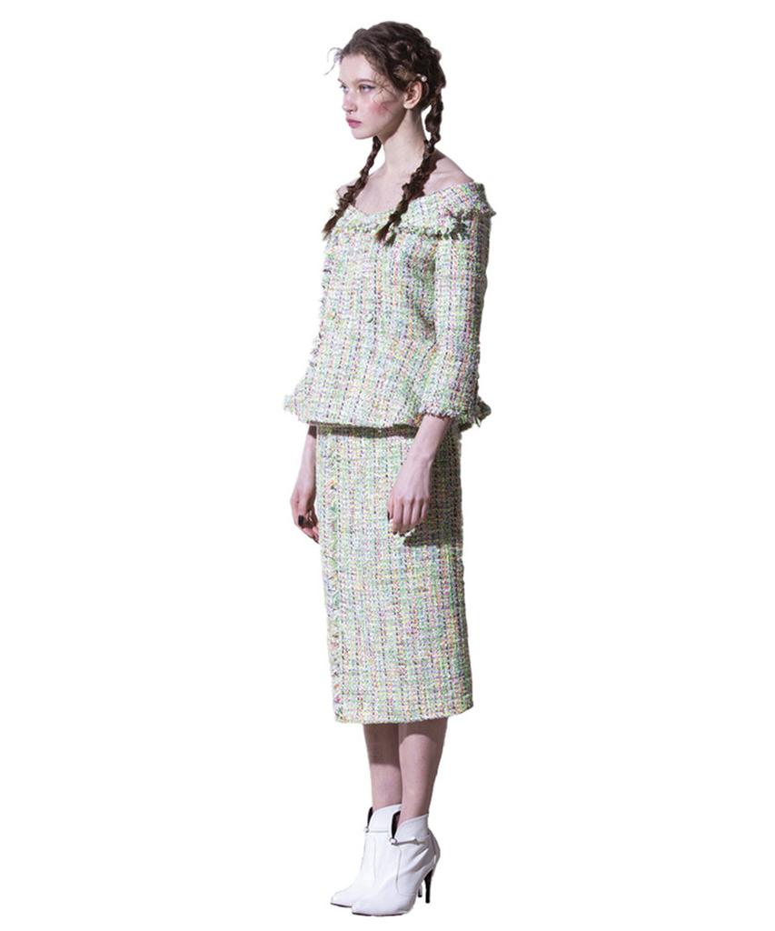 Greedius Tweed H-Line Skirt