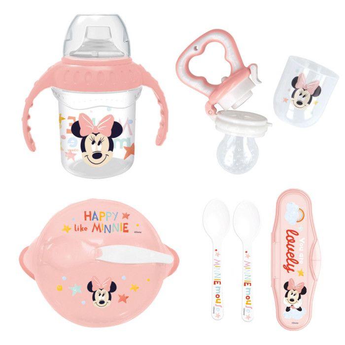 Pack repas 1er age THERMOBABY MINNIE - 1 grignoteuse + 1 bol avec cuillere + 1 tasse a poignée + Set de 2 couverts