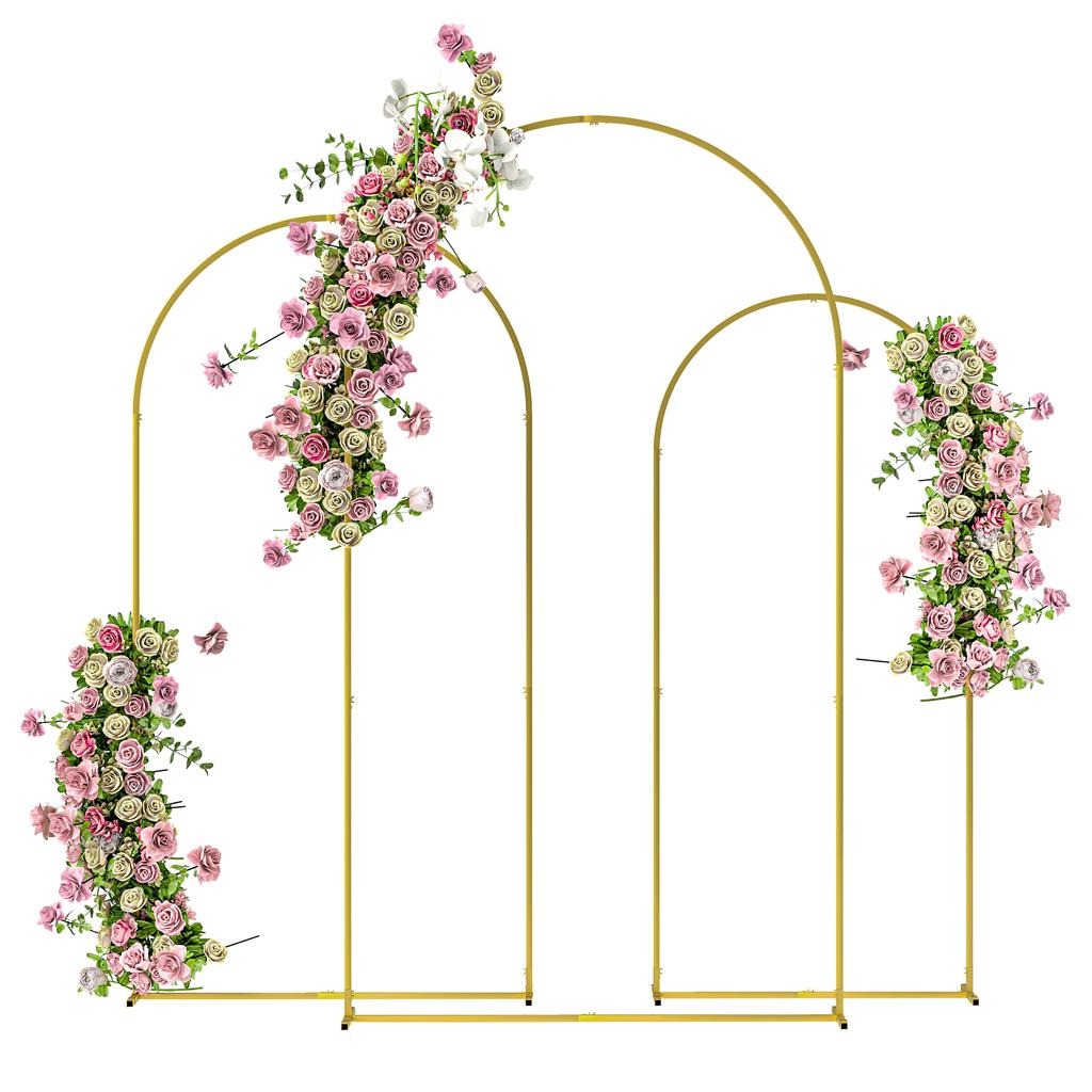 Wedding Arch Frame Set, 2.2, 2, 1.8 M Metal Backdrop Stand Set of 3, Balloon Stand Set for Birthday Party, Bridal Shower, Graduation, Ceremony