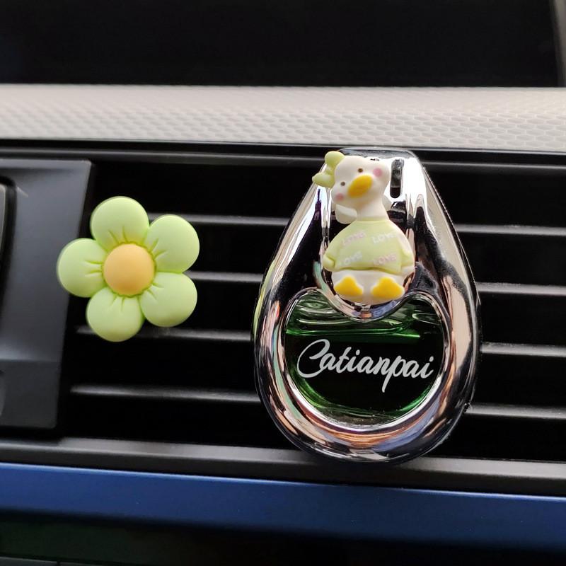 Glass Cartoon Girl Car Air Freshener Perfume Bottle Decorative Ornament Blue Dress Ocean Scent 2 Pack