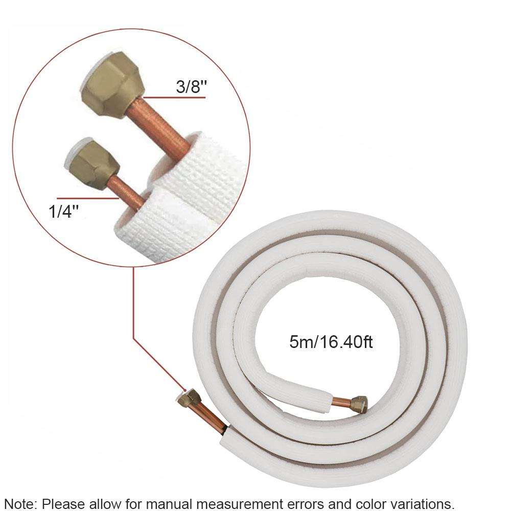 Tubo di Collegamento in Rame Alluminio per Condizionatore d'Aria 3m 5m Set Linea AC Isolato Raccordi Tubo a Spirale Coppia 1/4 3/8 1/2 5/8 Pollici