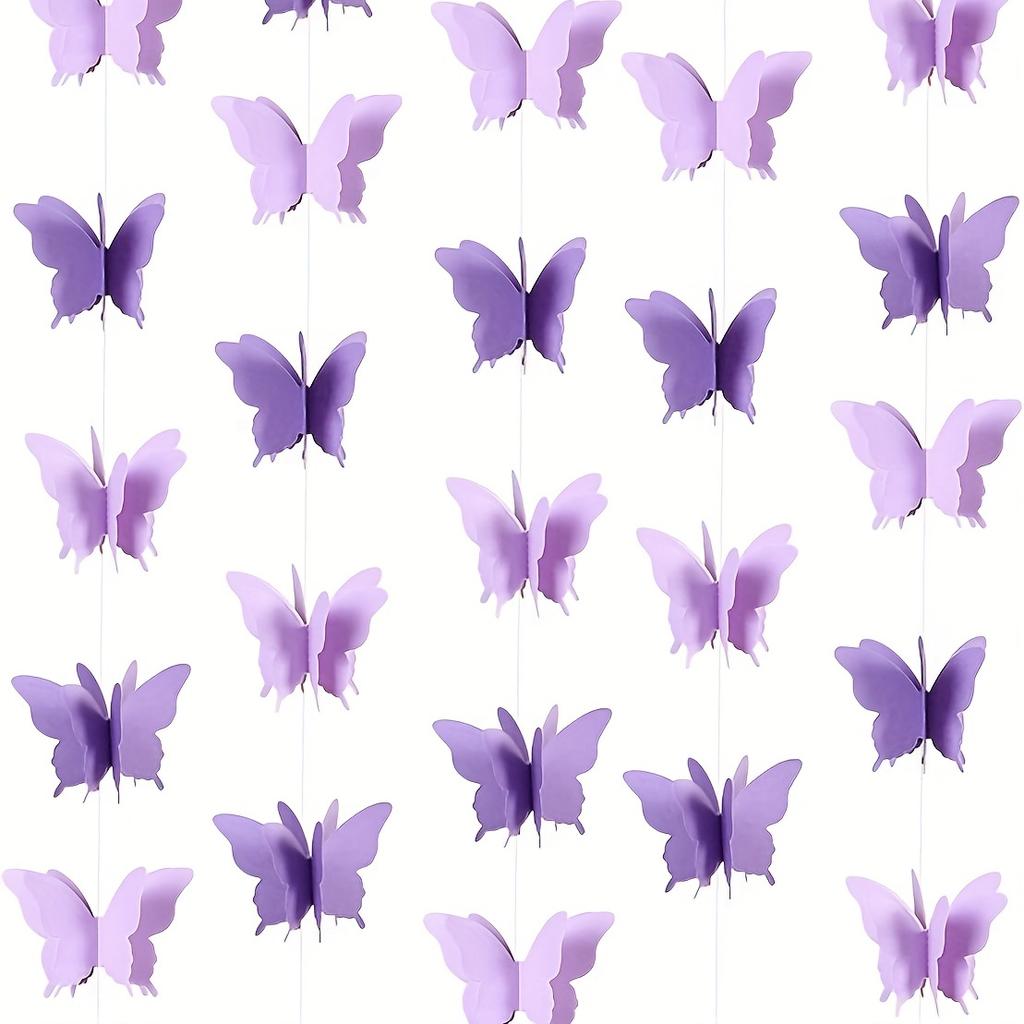18pcs 3D Butterfly Banner Decorative Paper Garland for Wedding, Baby Shower, Birthday & Theme Decor Hanging Garland Paper