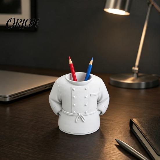 Durable PLA Desktop Container Chef Uniform Pen Holder, 3D Printed Novelty Stationery Organizer, Holder for Desk Large Capacity Ornament Study And Home